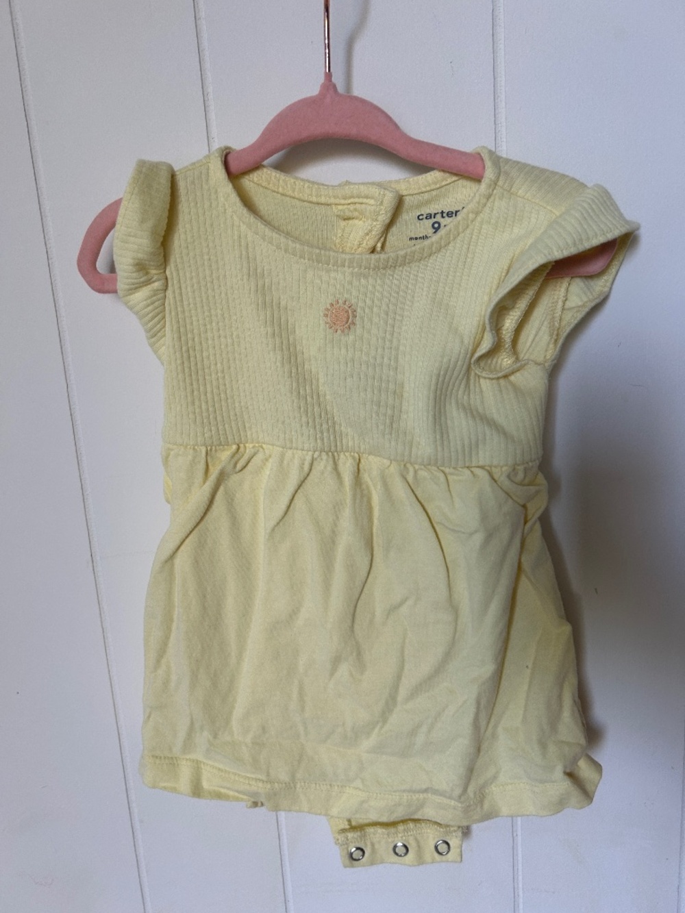 Carters butter yellow bodysuit dress, 9 month
